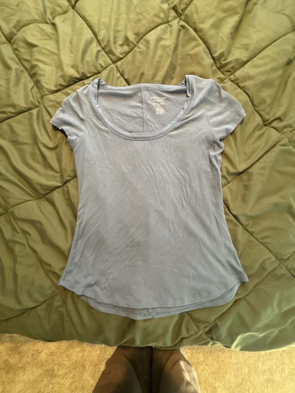 American Eagle Soft & Sexy Rib Scoop Neck Short Sleeve Tee